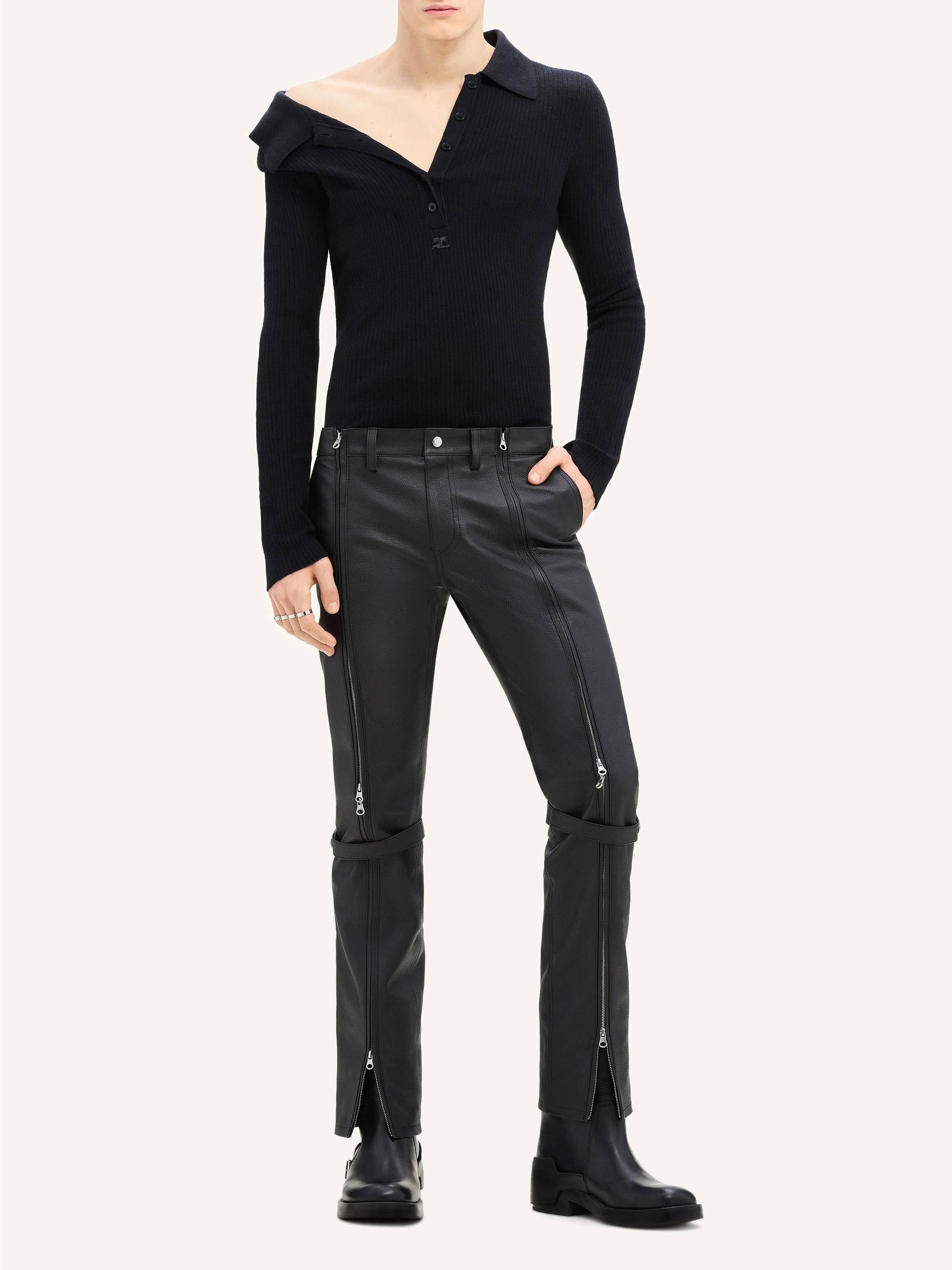 PREMIUM 88pcs NEW / POLO EN LAINE LÉGÈRE MULTI-BOUTONS - Black