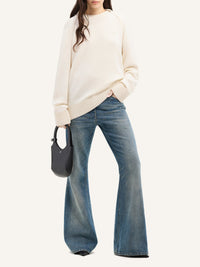 PREMIUM 8pcs NEW / PULL EN LAINE AVEC DRAPÉ ÉPAULES - Natural