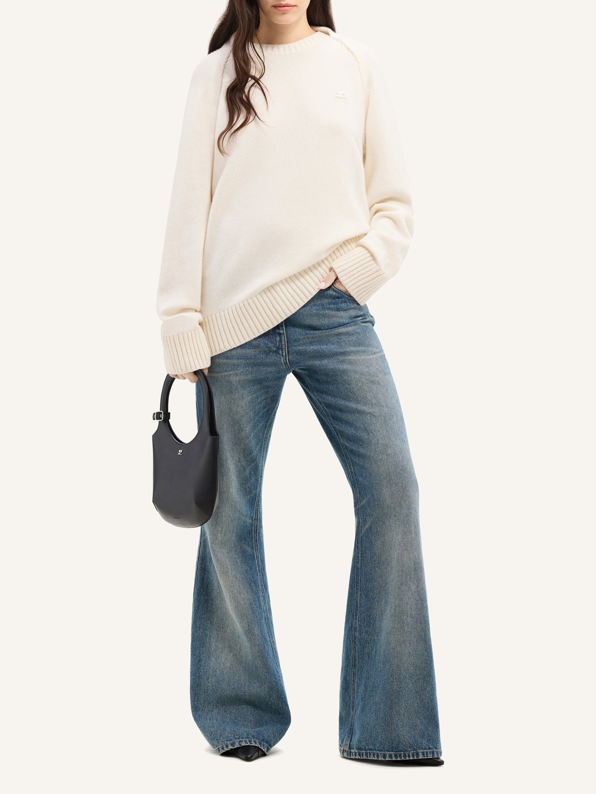 PREMIUM 8pcs NEW / PULL EN LAINE AVEC DRAPÉ ÉPAULES - Natural