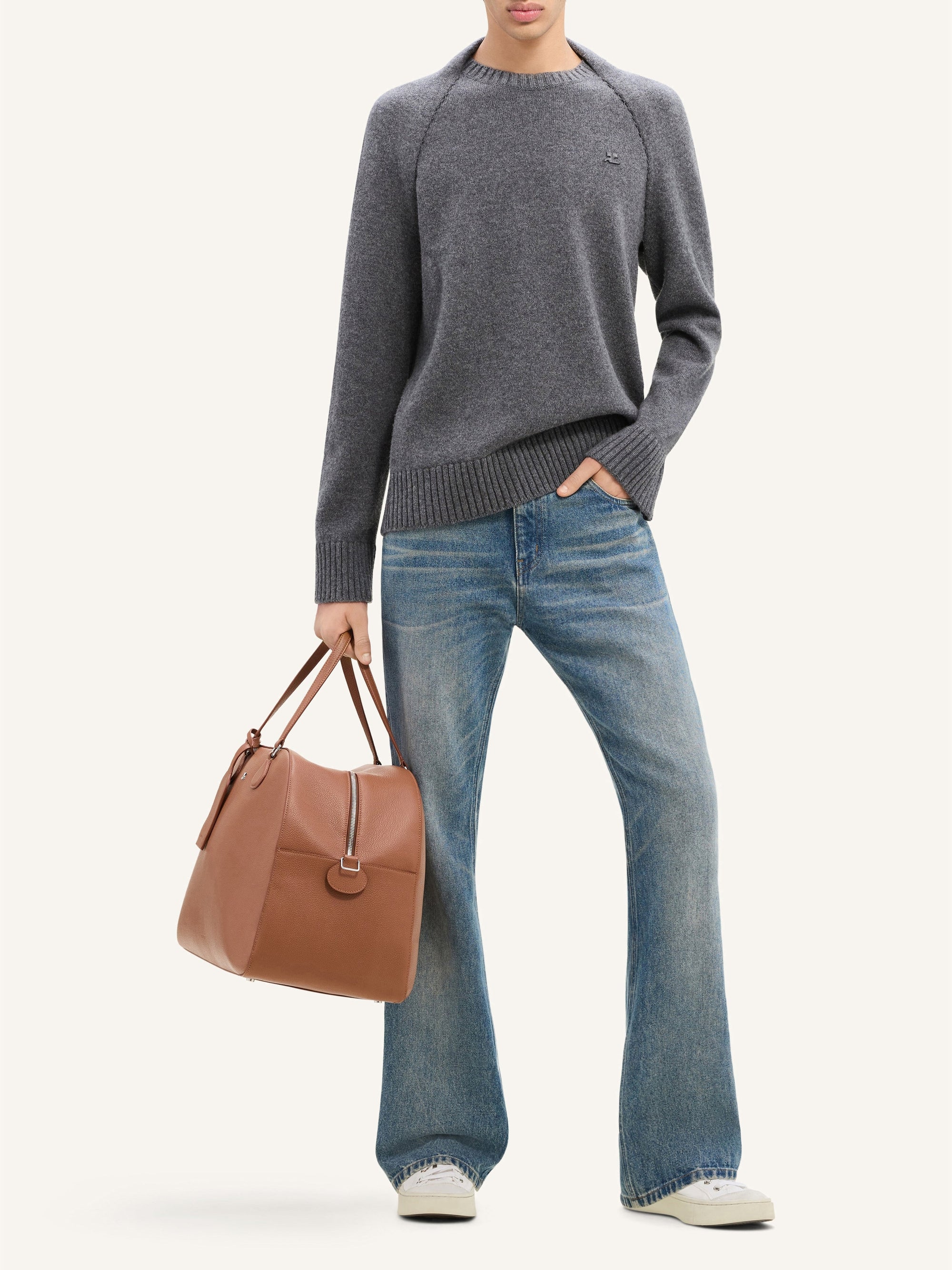 PREMIUM 22pcs NEW / PULL EN LAINE AVEC DRAPÉ ÉPAULES - Gris Chine