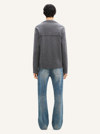 PREMIUM 22pcs NEW / PULL EN LAINE AVEC DRAPÉ ÉPAULES - Gris Chine