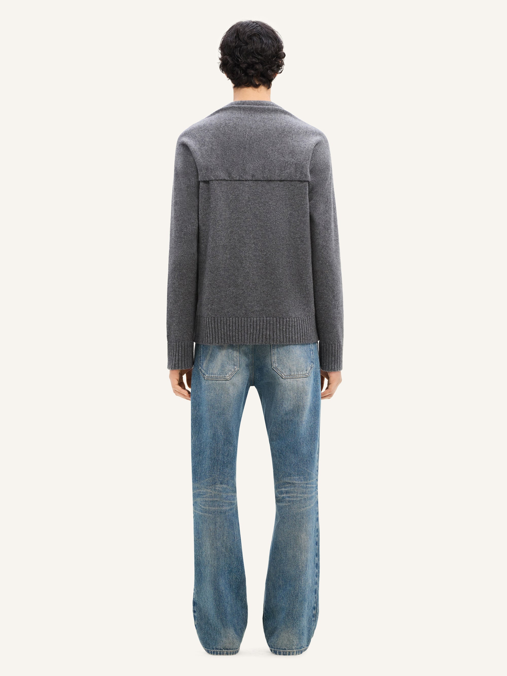 PREMIUM 22pcs NEW / PULL EN LAINE AVEC DRAPÉ ÉPAULES - Gris Chine
