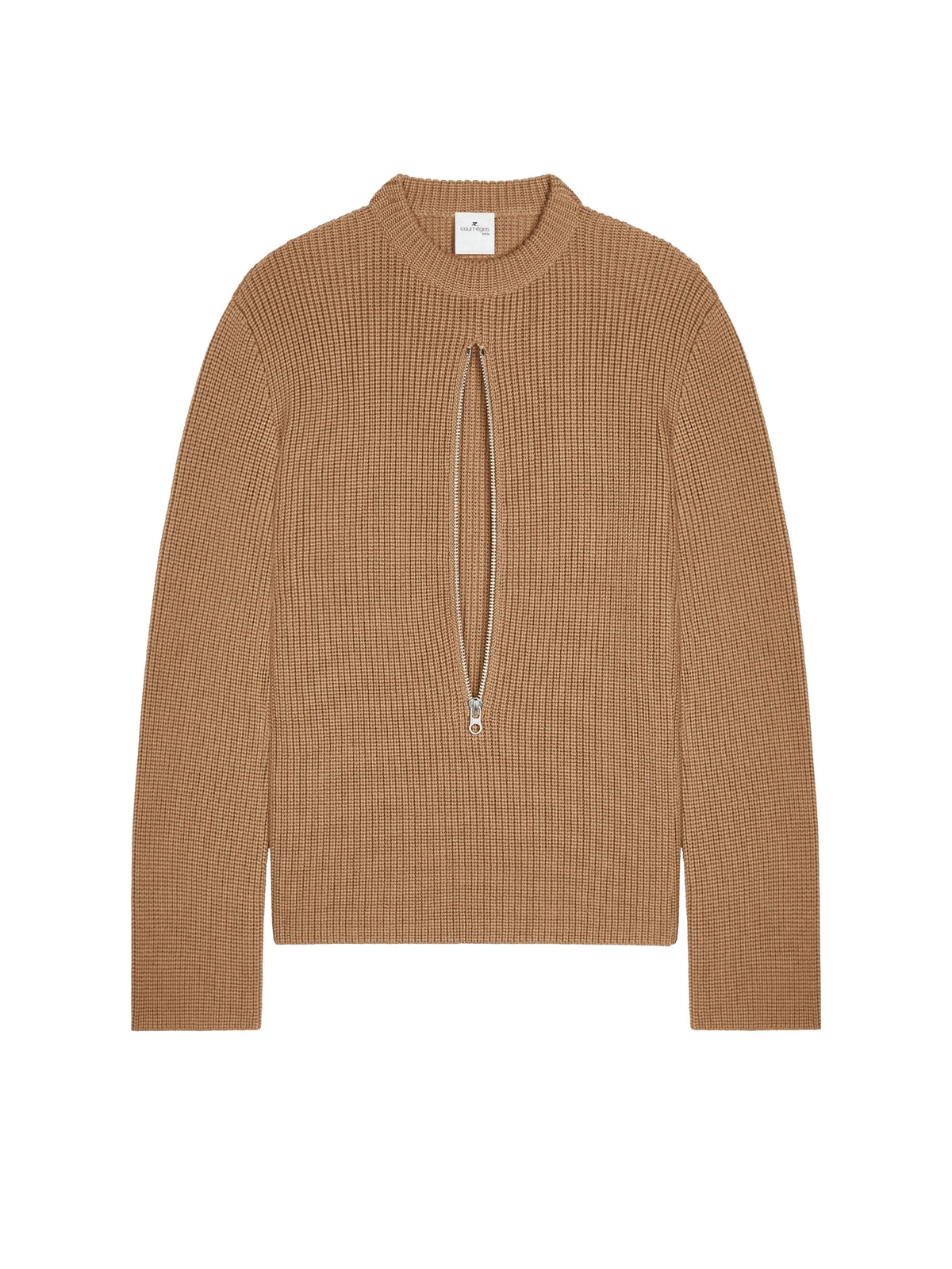 PULL ZIPPÉ EN LAINE CÔTELÉE