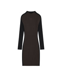 Mini robe contrastée en maille - Mud Brown & Black