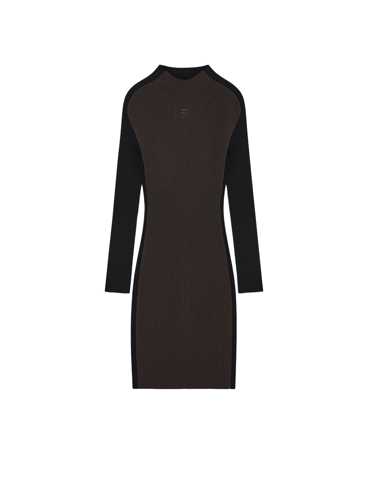 Mini robe contrastée en maille - Mud Brown & Black