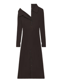 Robe midi multi-boutons en laine - Mud Brown