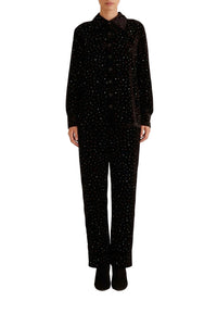 Chemise Velvet à pois colorés - Noir