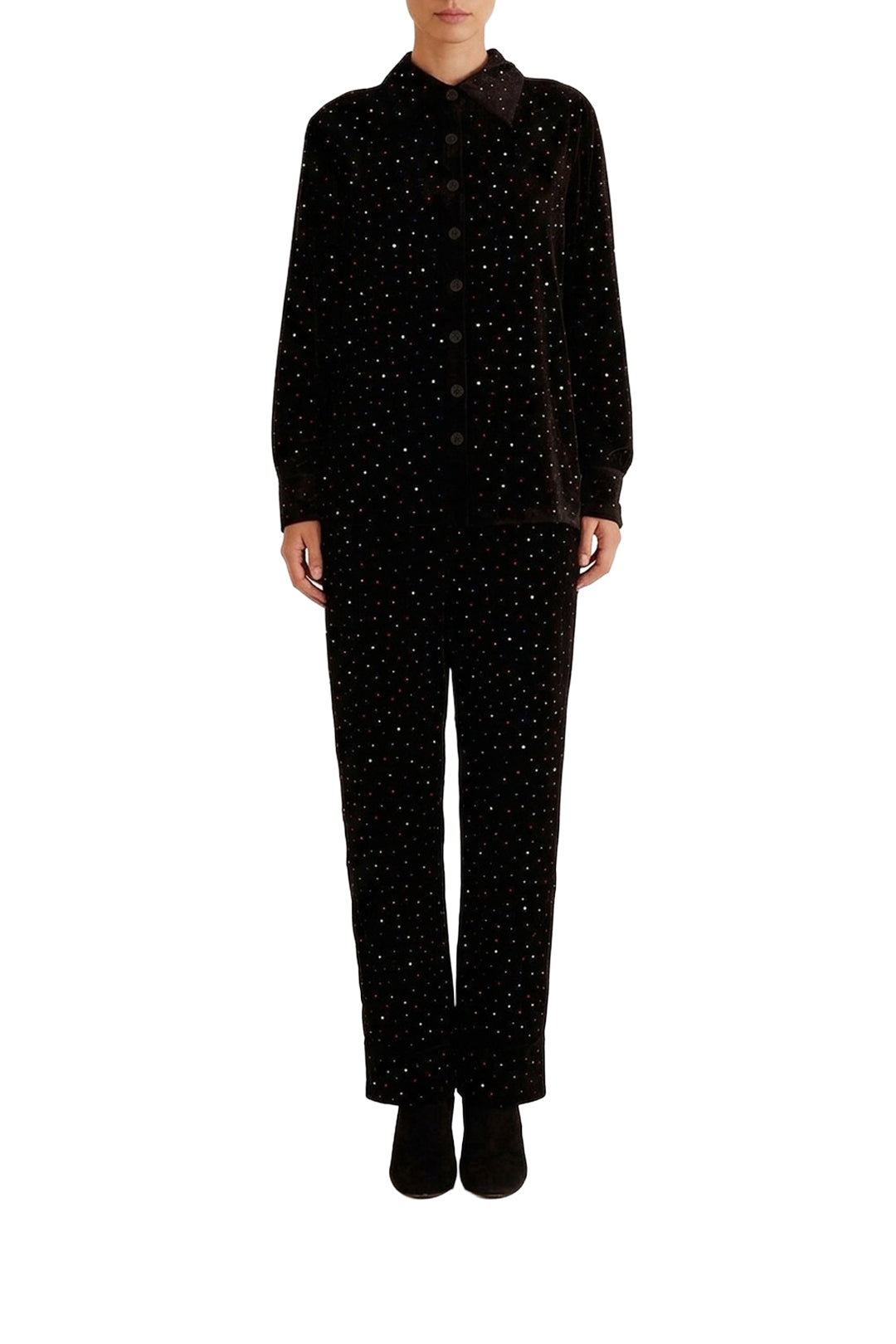 Chemise Velvet à pois colorés - Noir