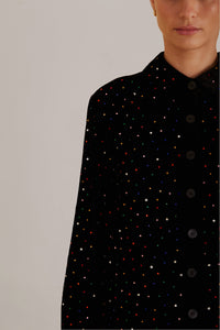 Chemise Velvet à pois colorés - Noir
