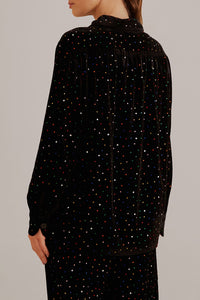 Chemise Velvet à pois colorés - Noir