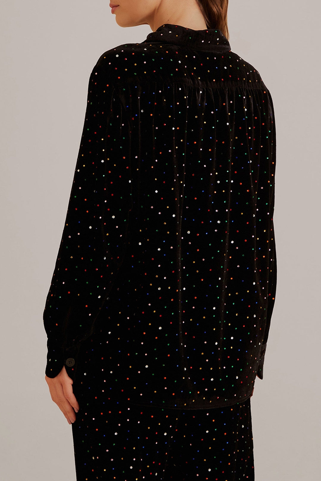 Chemise Velvet à pois colorés - Noir