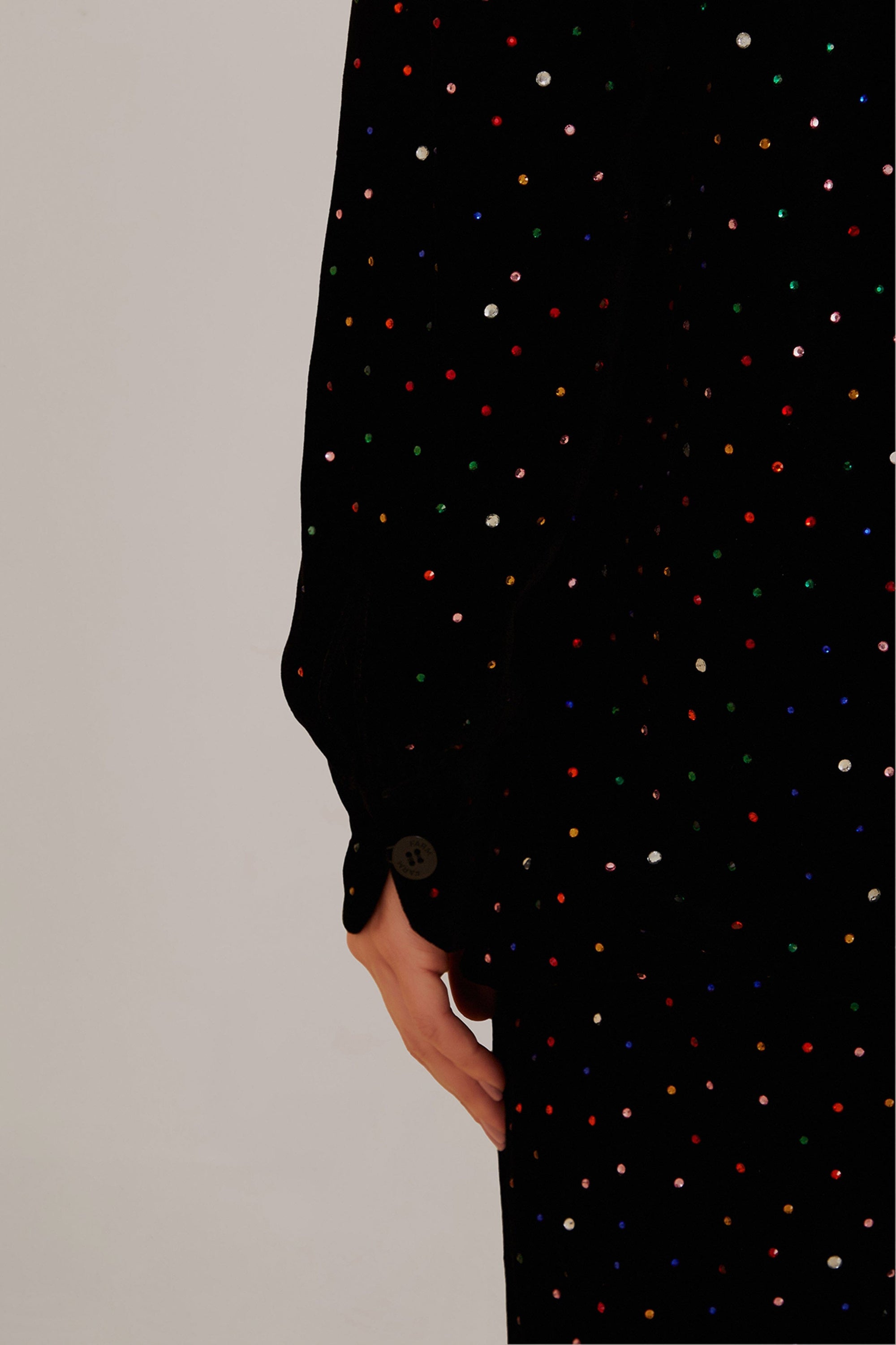 Chemise Velvet à pois colorés - Noir