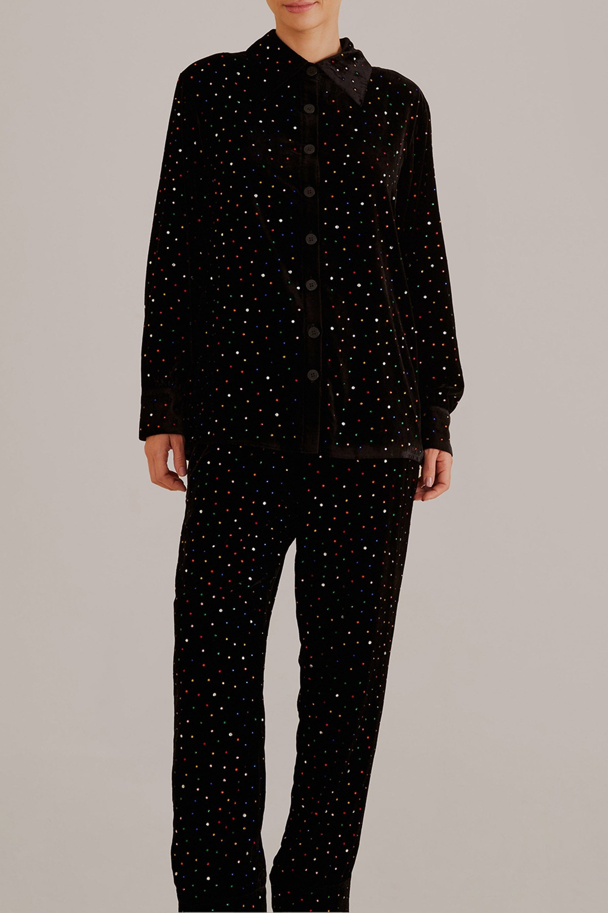 Pantalon avec poches à strass - Noir