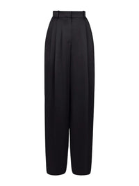 Satin Wide-Leg Pants - Black