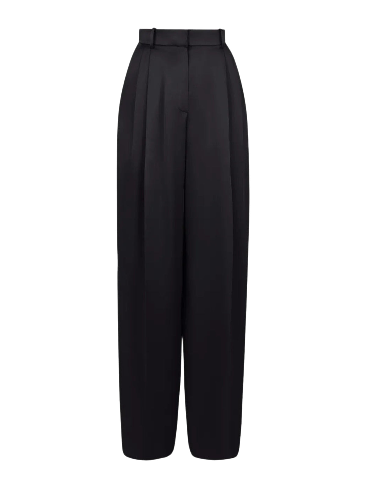 Satin Wide-Leg Pants - Black