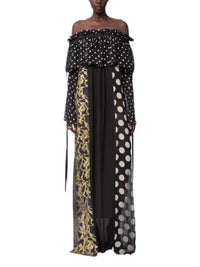 Robe sirène avec empiècements en soie - Noir & Blanc