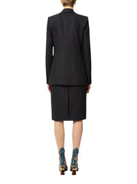 Pinstripe wool midi skirt - Black