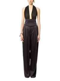 Draped silk halter-neck blouse - Black