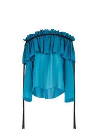 Silk ruffled blouse - Blue