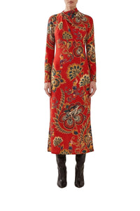 Maxi Floral Red Robe midi - Maxi Floral Red