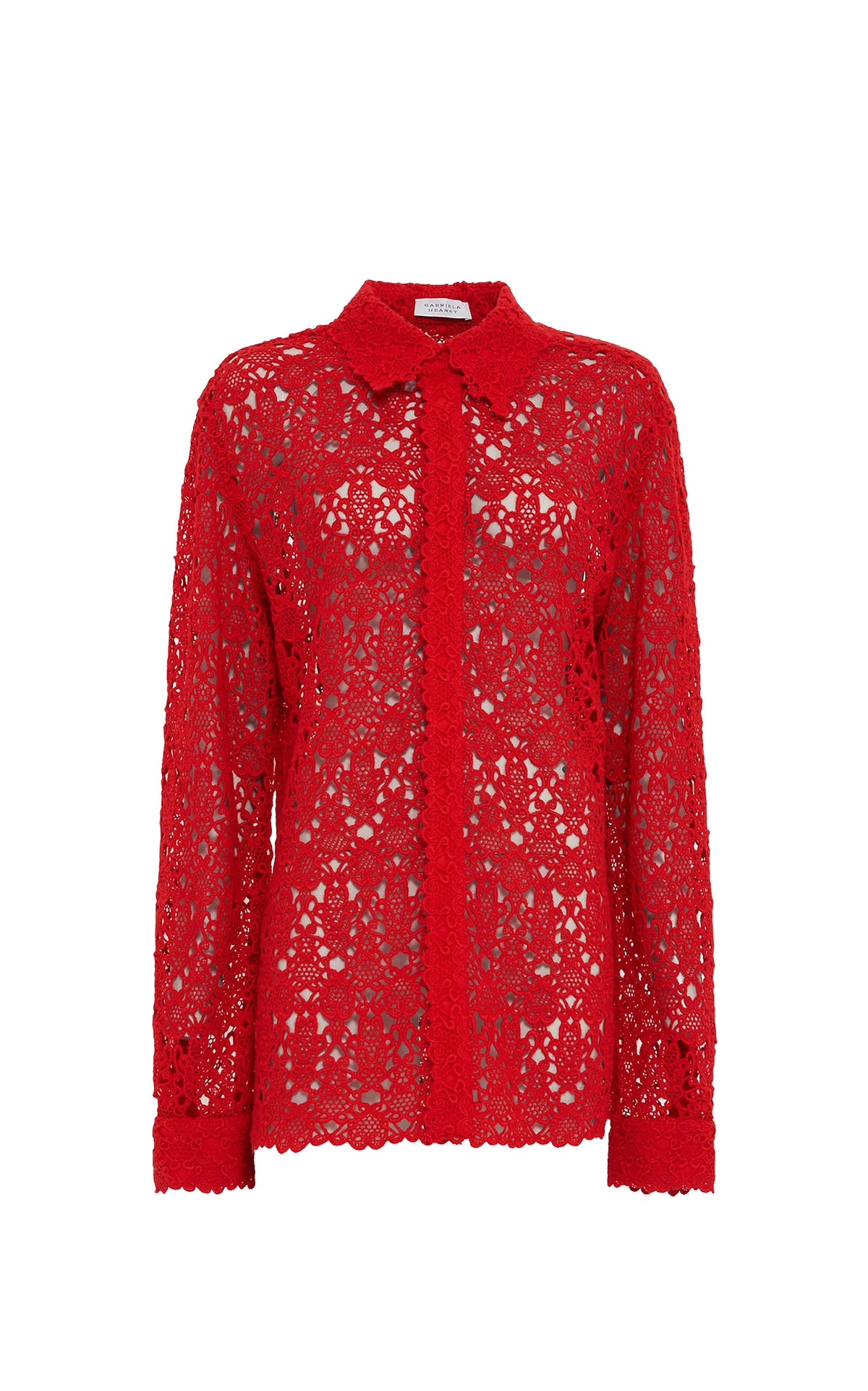 Cassia Shirt en rouge écarlate cachemire dentelle