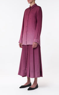 Reyes Shirt en bordeaux cachemire soie chevrons