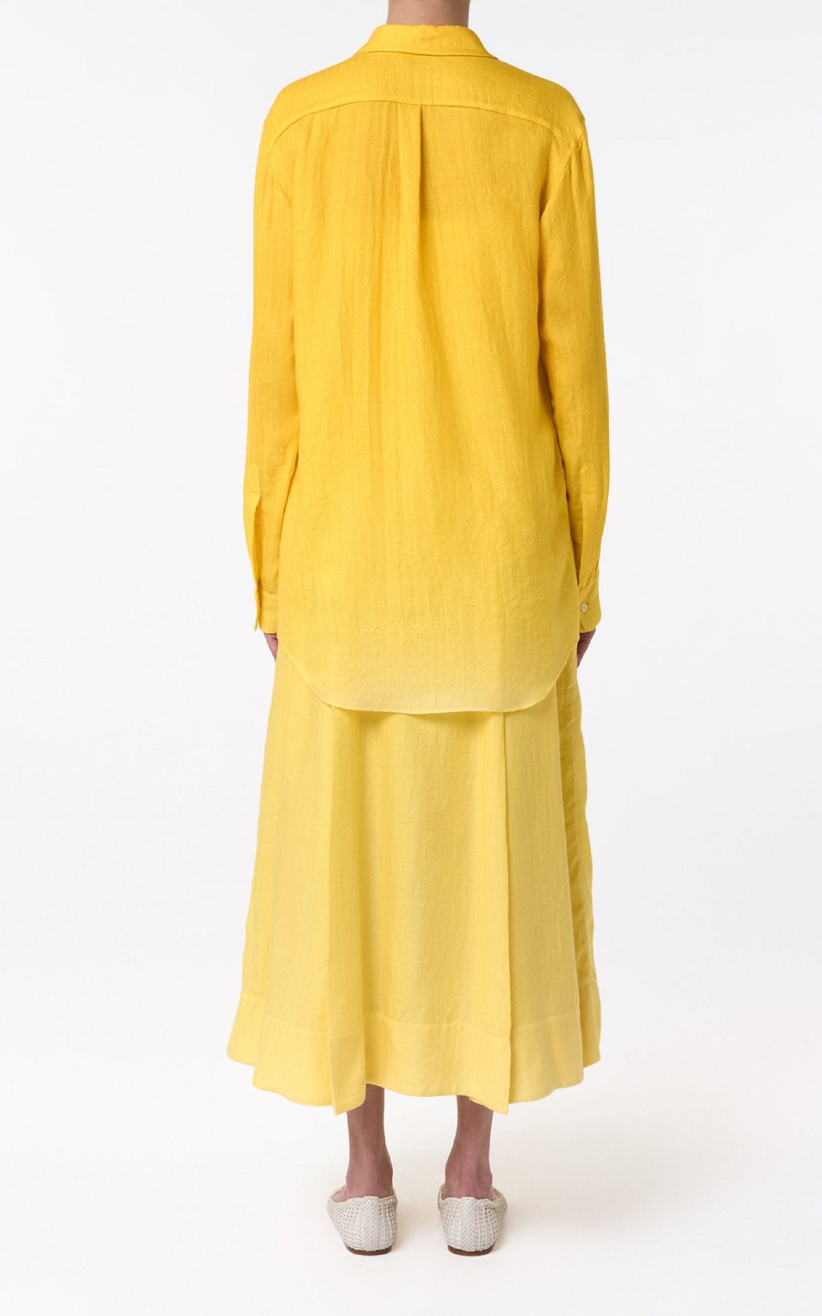 Reyes Shirt en jaune de cadmium cachemire soie chevrons