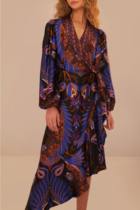 Robe midi à manches longues Forest Heart - Noir