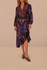 Robe midi à manches longues Forest Heart - Noir