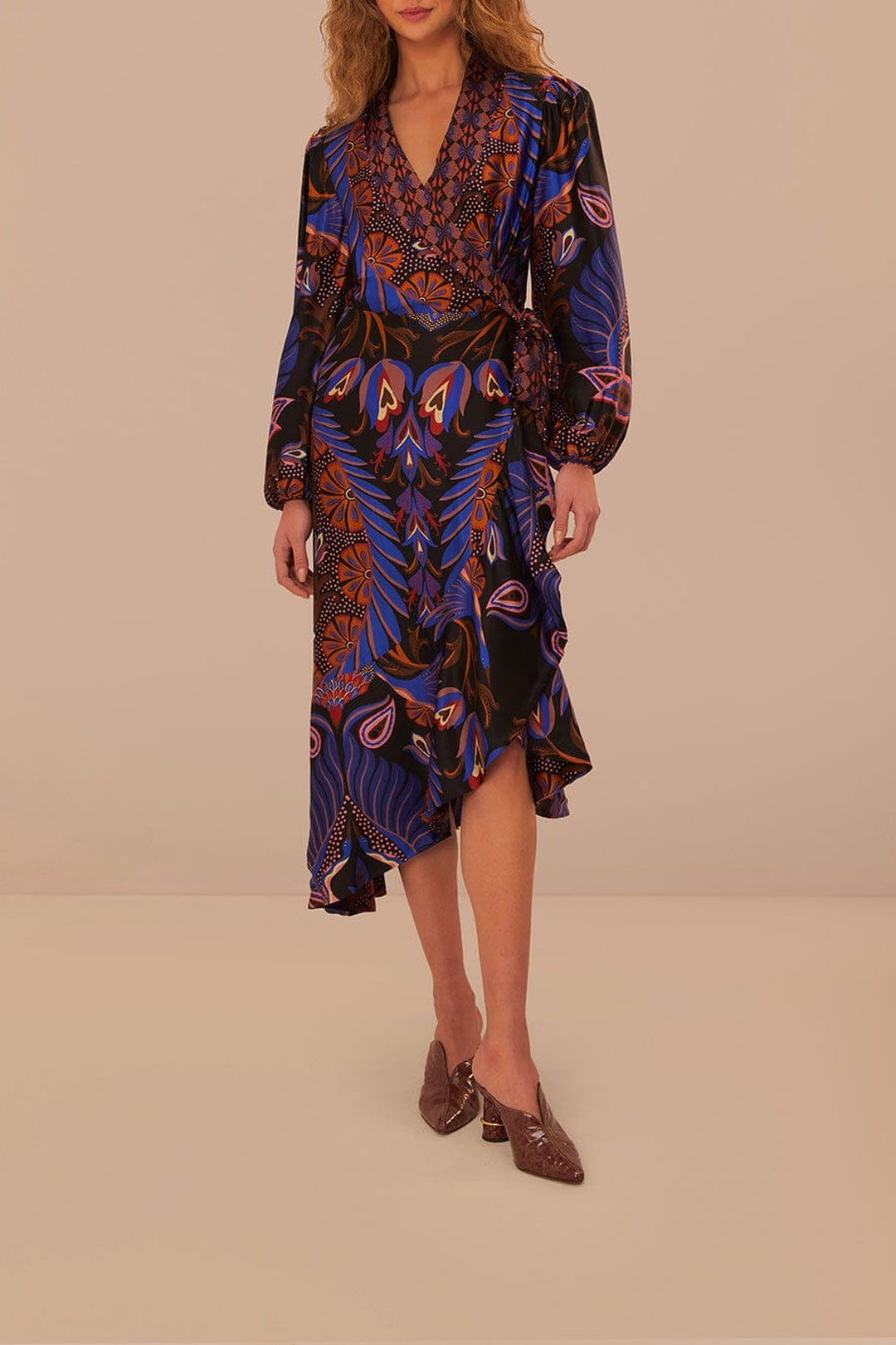 Robe midi à manches longues Forest Heart - Noir