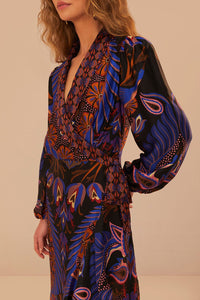 Robe midi à manches longues Forest Heart - Noir