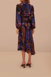 Robe midi à manches longues Forest Heart - Noir