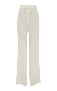 Claude Pant en ivoire double plisse soie