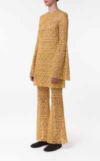 Phoenix Pant en or soie dentelle