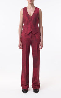 Vesta Pant en bordeaux barre laine drap de costume
