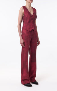 Vesta Pant en bordeaux barre laine drap de costume