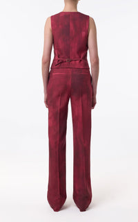 Vesta Pant en bordeaux barre laine drap de costume