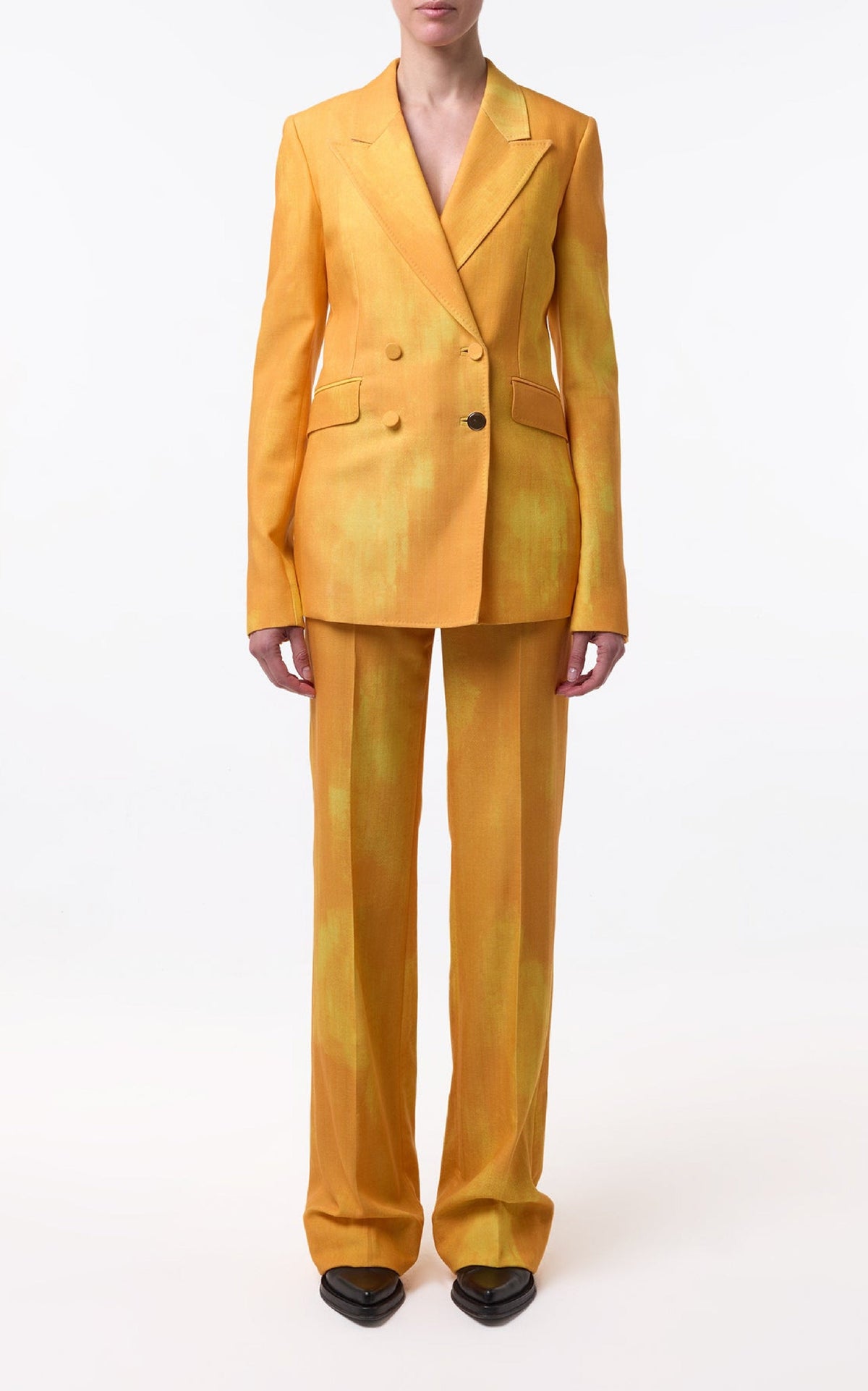 Vesta Pant en jaune de cadmium barre laine drap de costume