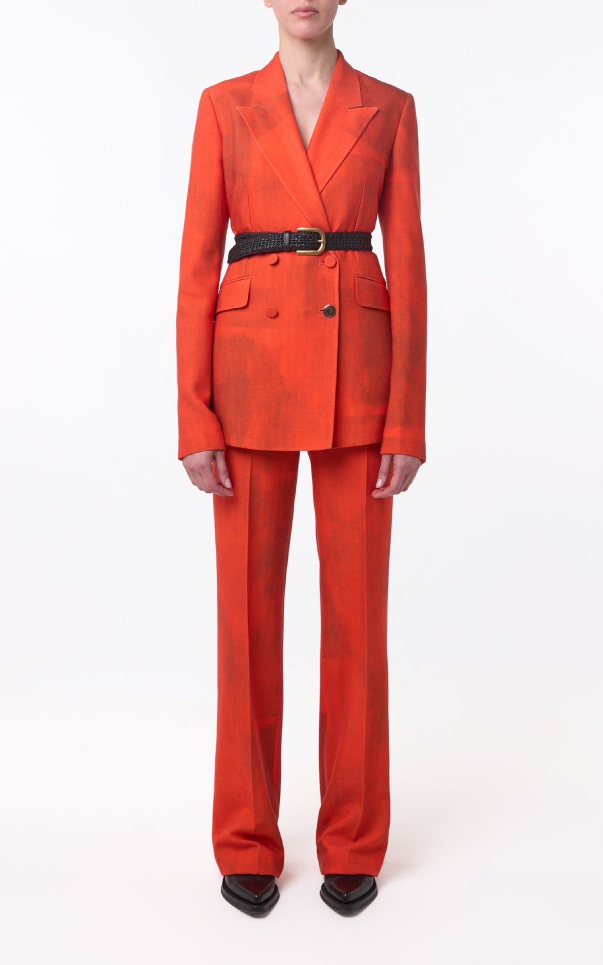 Vesta Pant en épice barre laine drap de costume