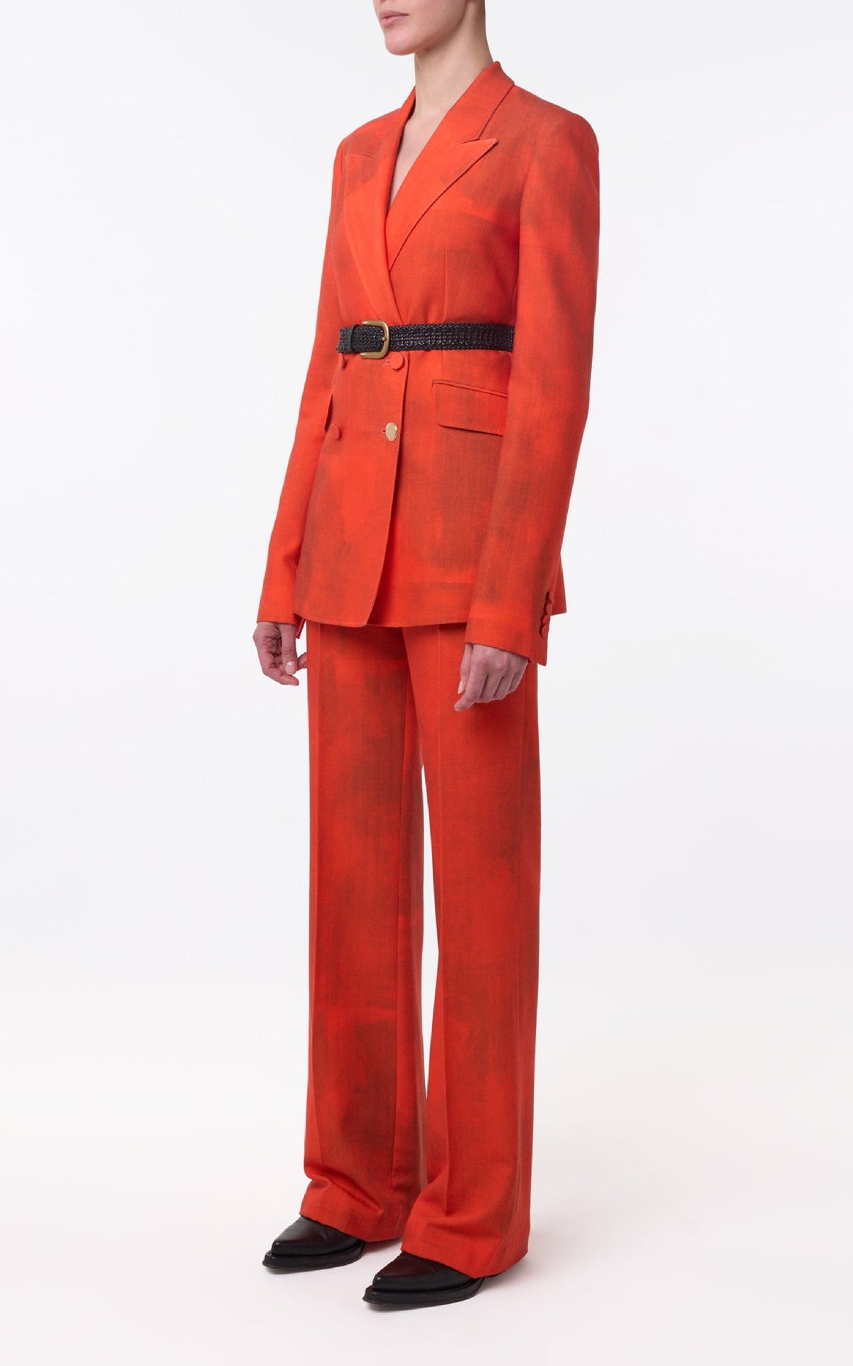 Vesta Pant en épice barre laine drap de costume