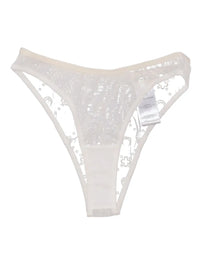 Recycled Mesh Flock High-Cut Panties - Écru