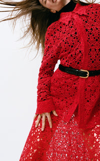 Florence Skirt en rouge écarlate cachemire dentelle