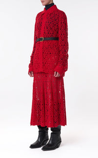 Florence Skirt en rouge écarlate cachemire dentelle