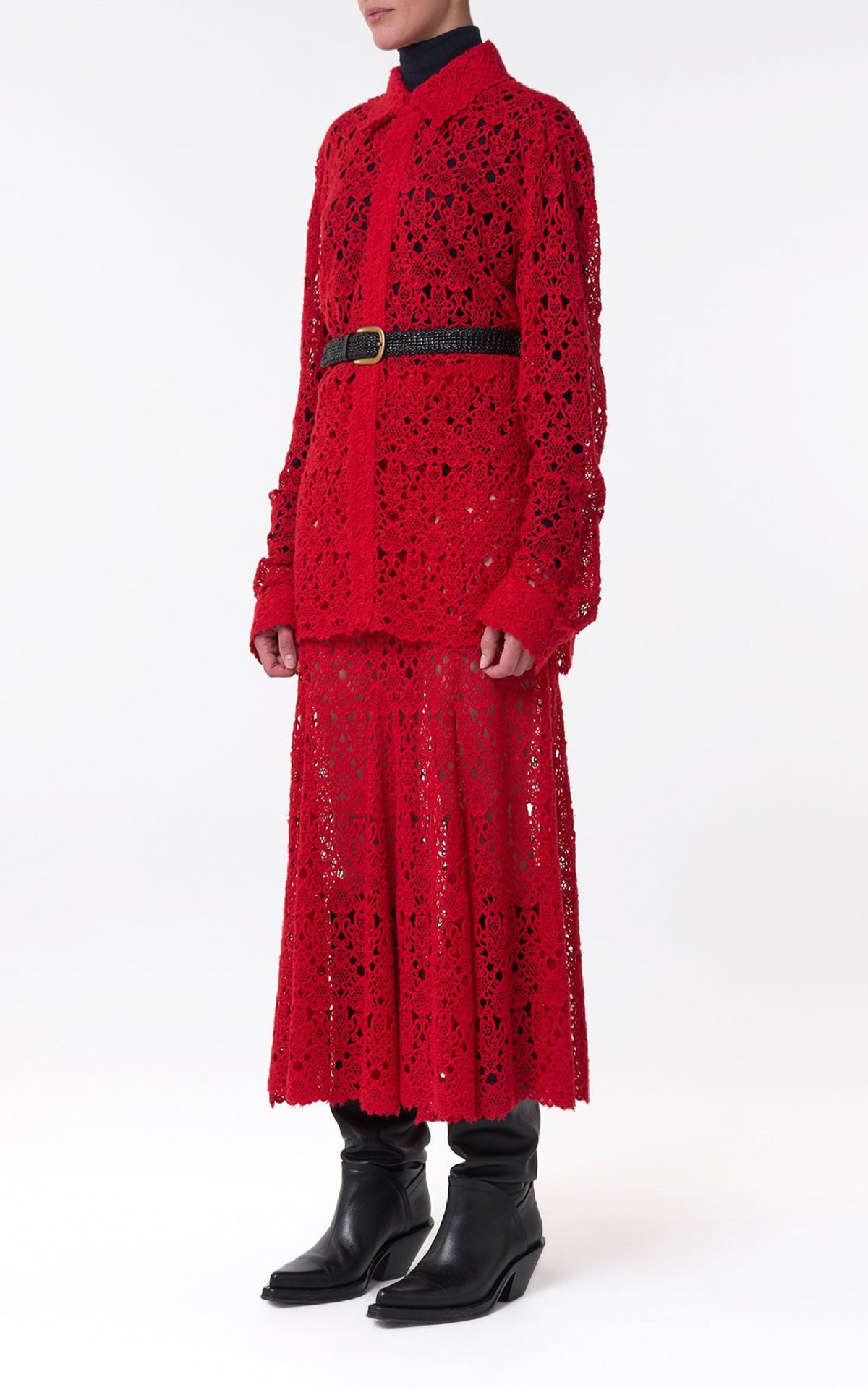 Florence Skirt en rouge écarlate cachemire dentelle