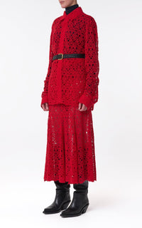 Scarlet Red / Jupe Florence en cachemire - Scarlet Red