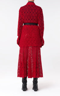 Florence Skirt en rouge écarlate cachemire dentelle
