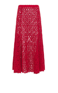 Florence Skirt en rouge écarlate cachemire dentelle