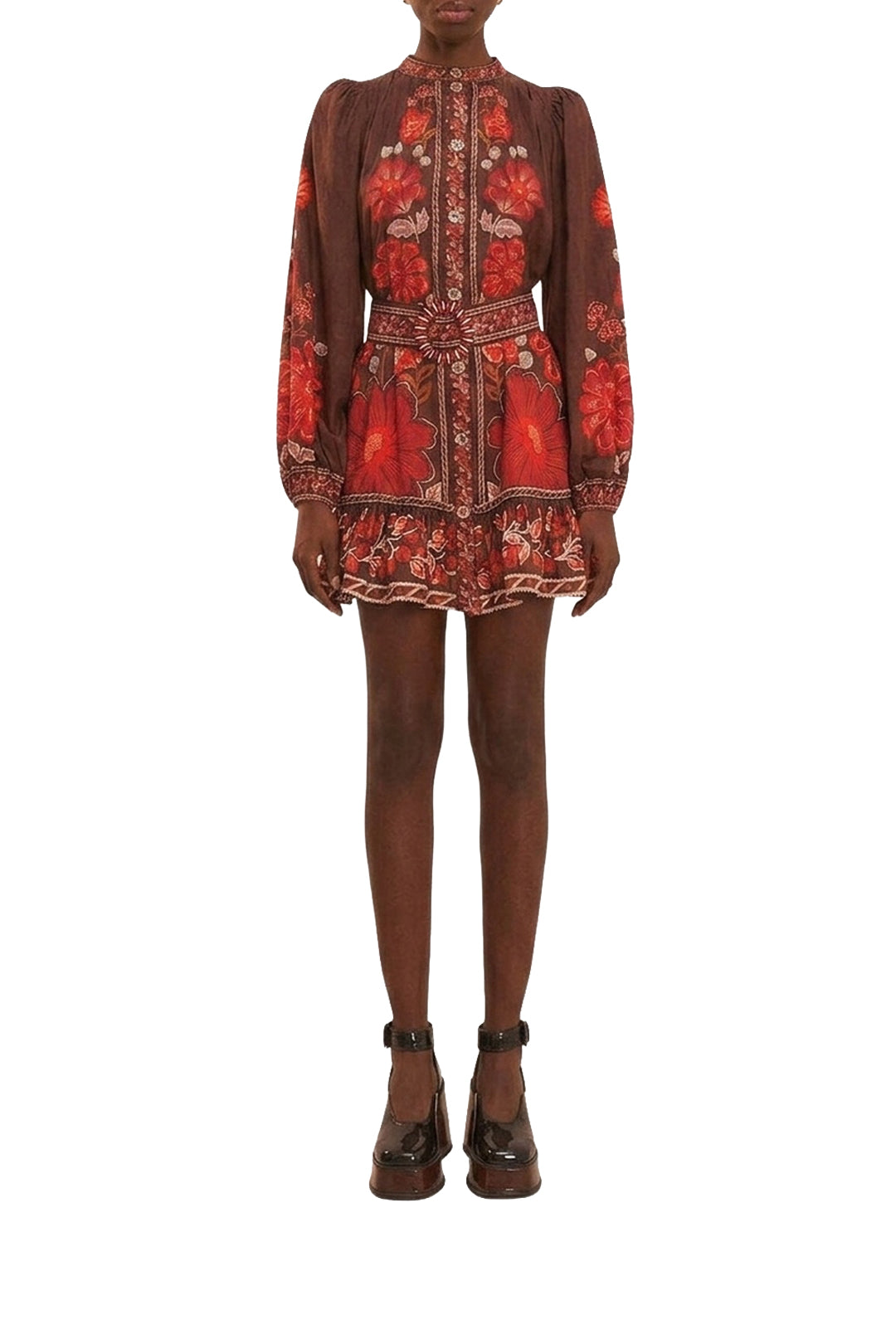 Robe courte à motif Gigi en coton - Rouge