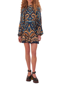Robe courte raglan à motif Ananas - Bleu