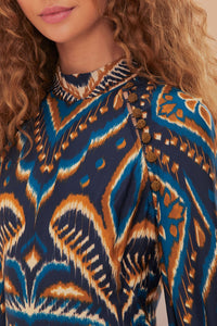 Robe courte raglan à motif Ananas - Bleu